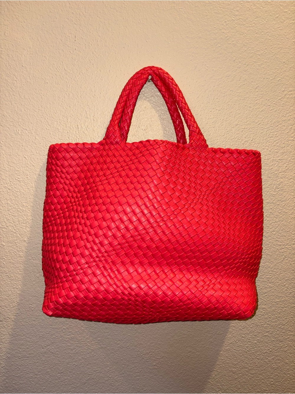 Vera Bradley Bright Red Woven Tote with Double Top Handles